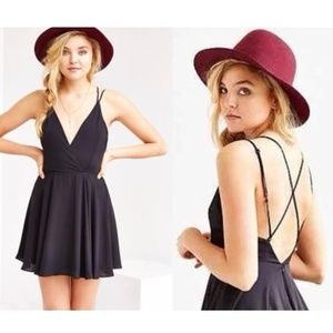 UO Silence + Noise Black V Neck Dress